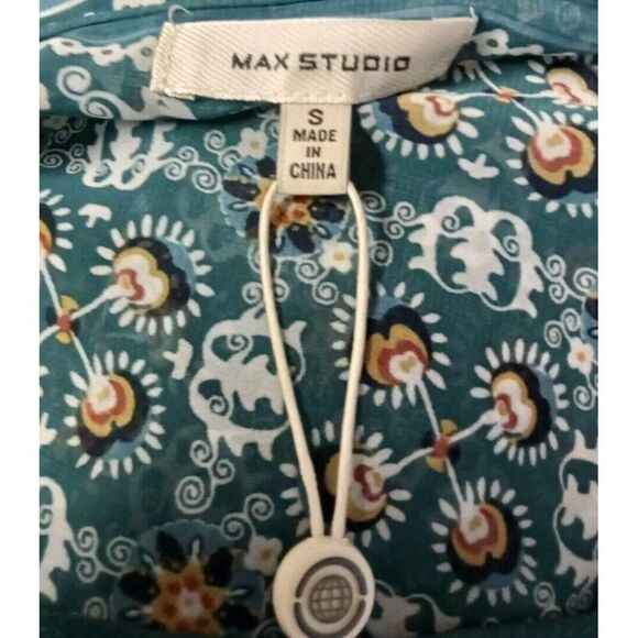 Maxi Studio Blouse Size S Flare Sleeves Lined Elastic Hem Paisley NEW - Picture 10 of 12